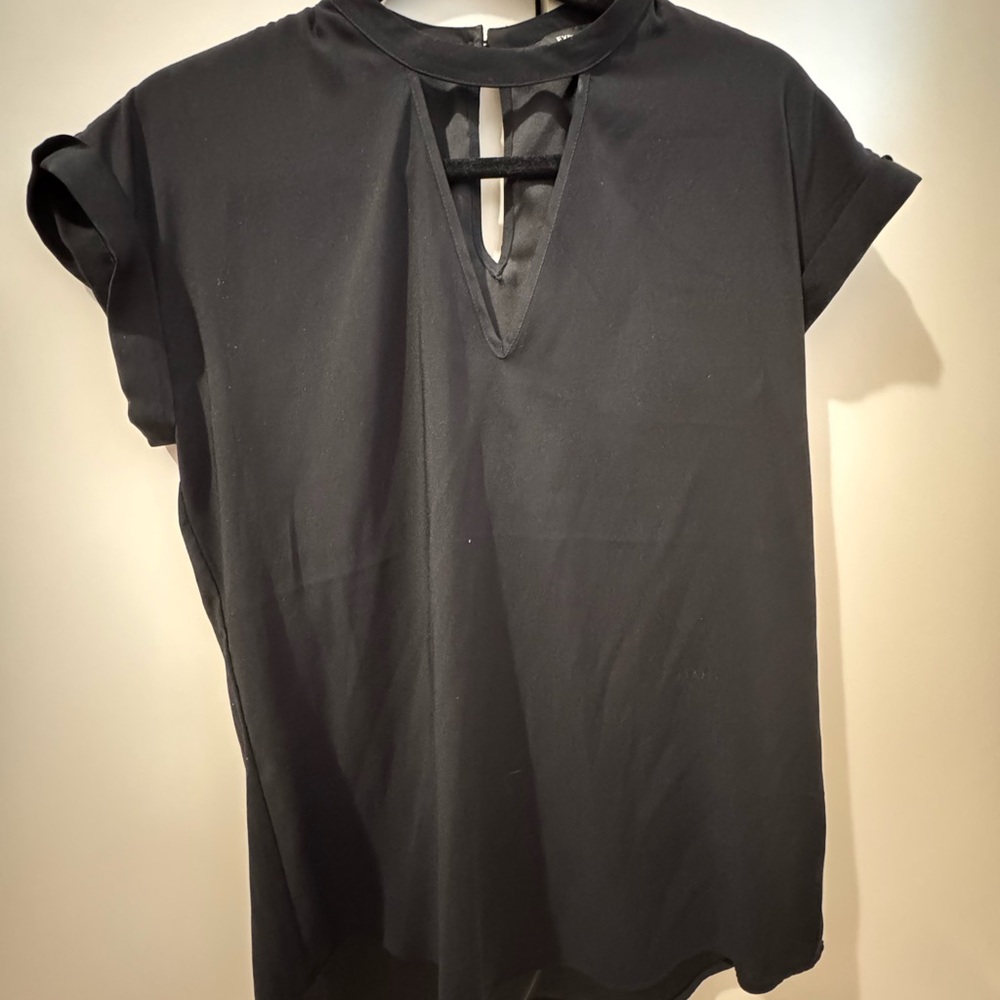 Express Black Keyhole Blouse